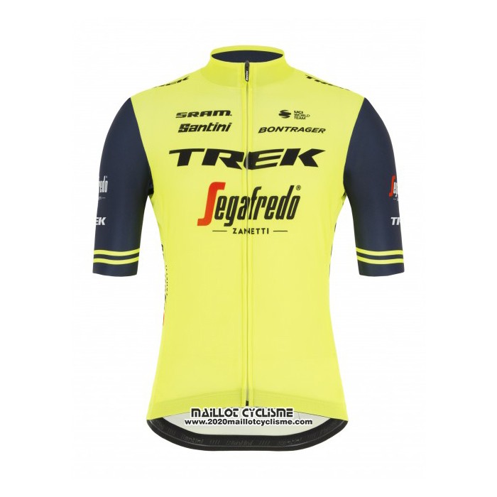 2021 Maillot Cyclisme Trek Segafredo Jaune Profond Bleu Manches Courtes et Cuissard